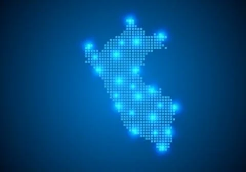 Abstract blue background with map, internet line, connected points. map with  Stock Illustration