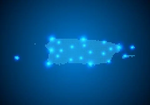 Abstract blue background with map, internet line, connected points. map with  Stock Illustration