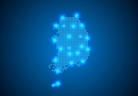 Abstract blue background with map, internet line, connected points. map with  Stock Illustration