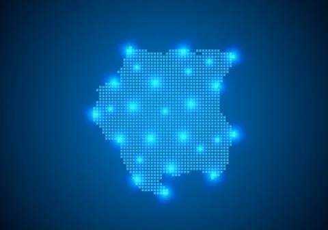 Abstract blue background with map, internet line, connected points. map with  Stock Illustration