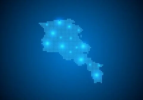 Abstract blue background with map, internet line, connected points. map with  Stock Illustration