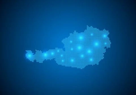 Abstract blue background with map, internet line, connected points. map with  Stock Illustration