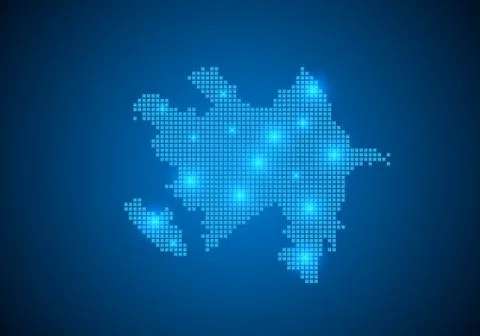 Abstract blue background with map, internet line, connected points. map with  Stock Illustration