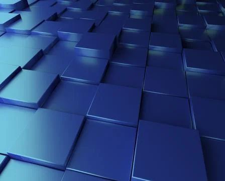 Abstract blue background with metallic cubes Stock Illustration
