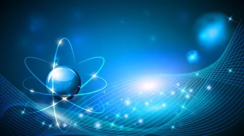 Abstract blue background with molecule and beautiful glowing wave Stock Illustration