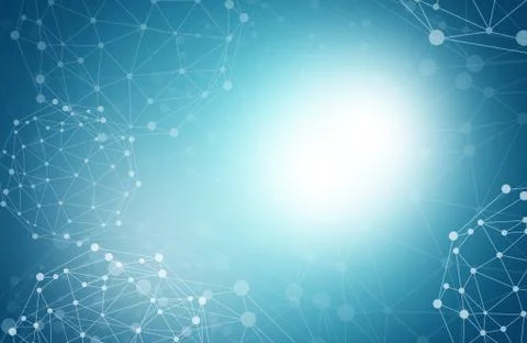 Abstract blue background with molecule Illustrazione stock