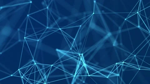 Abstract blue background with moving lines and dots. Data exchange. Stock Footage 155231620