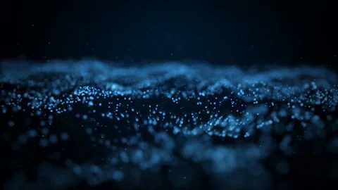 Abstract blue background with moving wave particles. Backdrop of bokeh. Loop. Stock Footage 125752589