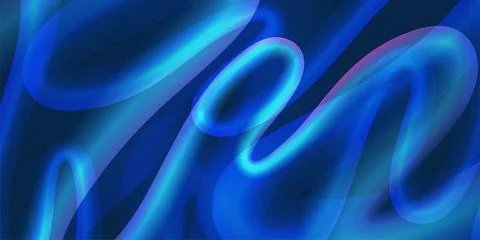 Abstract blue background with neon glowing fluid waves and curved gradient .. Stock Illustration