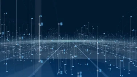 Abstract blue background numbers algorithm plexus polygon technology concept Stock Footage 309080398