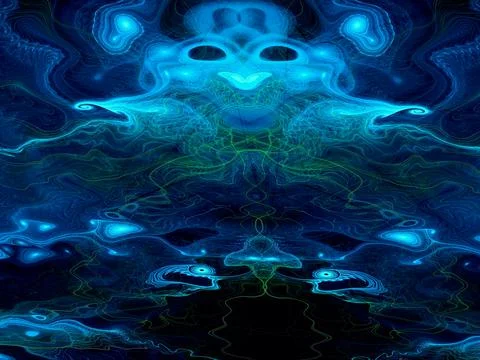 Abstract blue background with octopus or squid - 3d illustration Stock Illustration