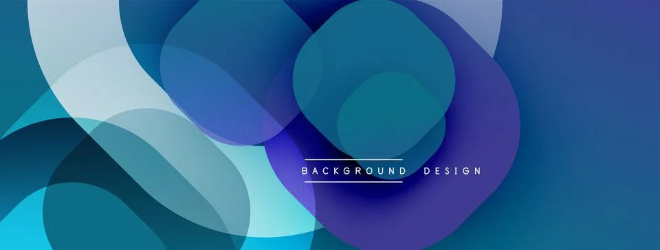 Abstract blue background. Overlapping circles create dynamic visual effect. Stock Illustration