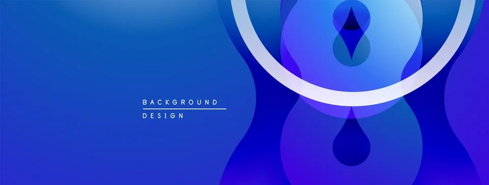 Abstract blue background. Overlapping circles create dynamic visual effect. Illustrazione stock