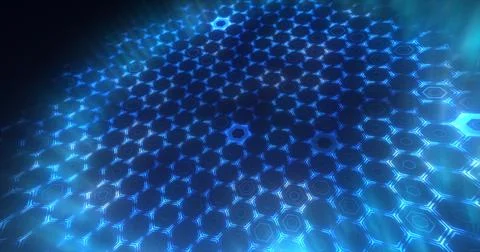 Abstract blue background pattern of hexagons glowing futuristic digital ene.. Stock Photos