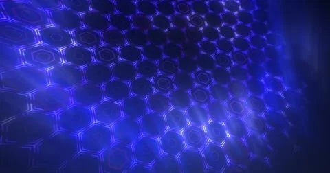Abstract blue background pattern of hexagons glowing futuristic digital ene.. Stock Photos