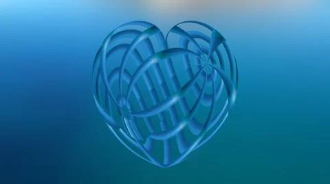 Abstract blue background with patterned heart of lines Stock Illustration