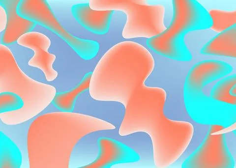Abstract blue background with pink and turquoise liquid shapes. Illustrazione stock
