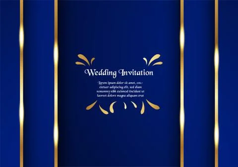 Abstract blue background in premium concept with golden border. Template desi Stock Illustration