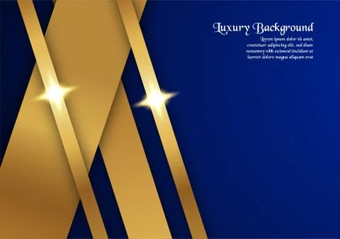Abstract blue background in premium concept with golden border. Template desi Stock Illustration