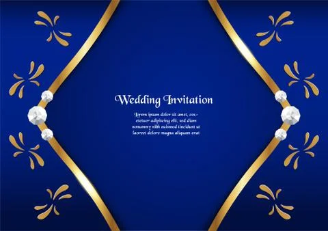 Abstract blue background in premium concept with golden border. Template desi Stock Illustration