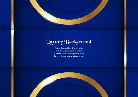 Abstract blue background in premium concept with golden border. Template desi Stock Illustration