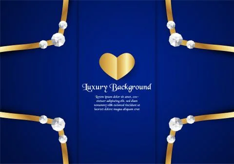 Abstract blue background in premium concept with golden border. Template desi Stock Illustration