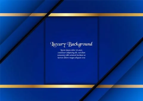 Abstract blue background in premium concept with golden border. Template desi Stock Illustration