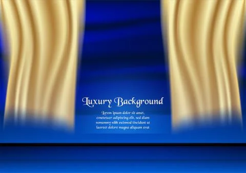 Abstract blue background in premium concept with gold color. Template design Illustrazione stock