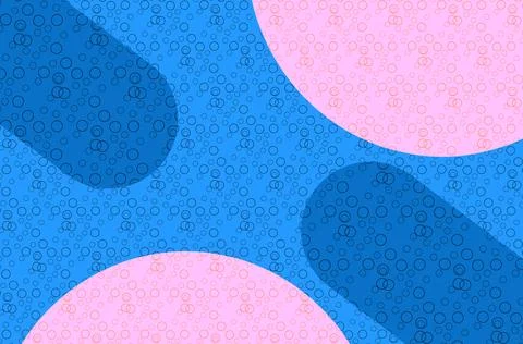 Abstract Blue Background With Red Rounded Shapes and Bubble Circle Pattern .. Stockillustratie