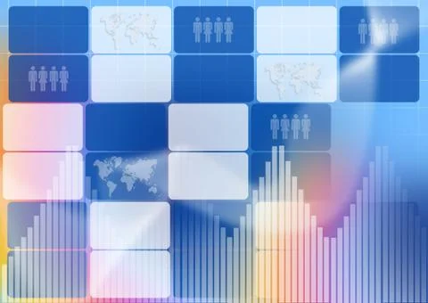 Abstract blue background with shape rectangle world map and icon people イラスト素材