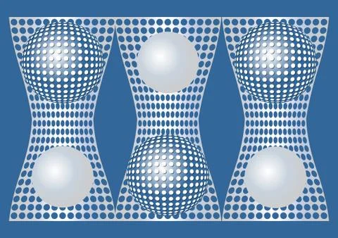 Abstract blue background with silver metallic grid and sphere elements, opt.. 스톡 일러스트