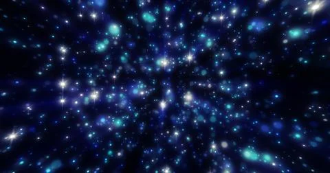 Abstract blue background of small round bokeh particles, beautiful holiday .. Stock Photos