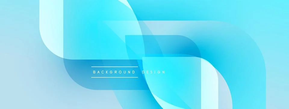 Abstract blue background. Smooth shapes overlap creating dynamic visual effect. Stock Illustration