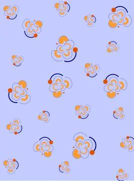 Abstract blue background with stylized orange flowers. Stock Illustration