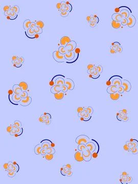 Abstract blue background with stylized orange flowers. Stock Illustration