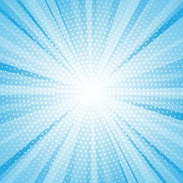 Abstract blue background with sun ray and dots. Summer vector illustration Stock Illustration