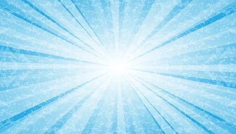 Abstract blue background with sun ray. Summer retro vector illustration Stock Illustration