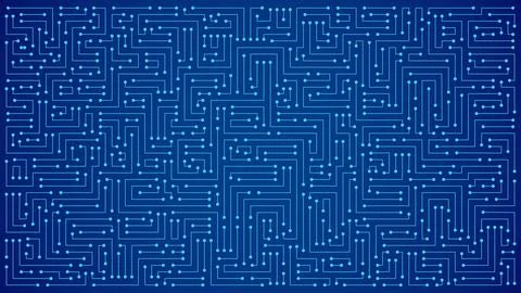 Abstract Blue Background with Technological Circuit Lines Design Stock Illustration