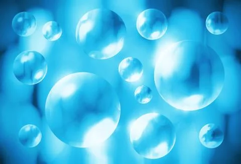 Abstract blue background with transparent 3d bubbles 스톡 일러스트