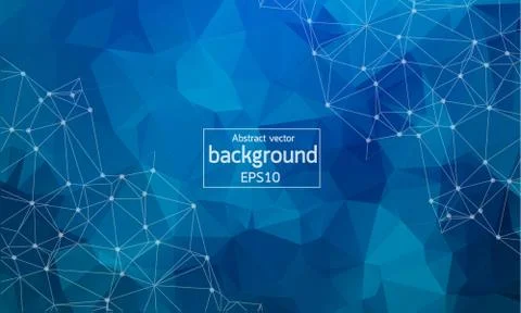 Abstract blue background with triangles. Abstract polygonal space low poly da Stock Illustration