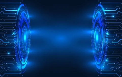 Abstract blue background with various technology elements. Hi-tech communicat Stock Illustration