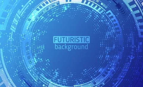 Abstract blue background with various technology elements. Hi-tech communicat Stock Illustration