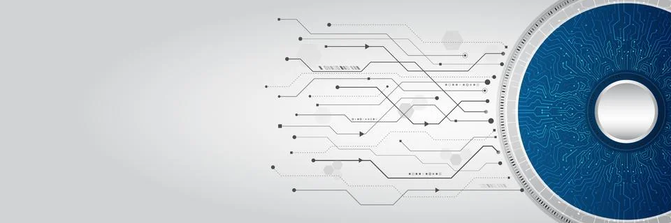Abstract blue background with various technology elements. Hi-tech communicat イラスト素材