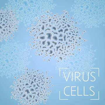 Abstract blue background with virus cells. Illustrazione stock