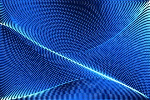 Abstract blue background with wavy lines neon color halftone dot texture Stock Illustration