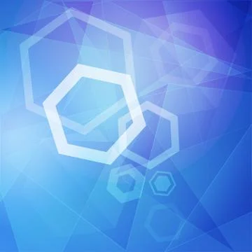 Abstract blue background with white hexagons and lines Stock Illustration