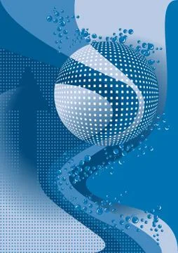Abstract blue banner with the bubbles. Stock Illustration