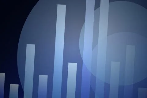 Abstract blue bar chart with glowing lines and circles Stock Illustration