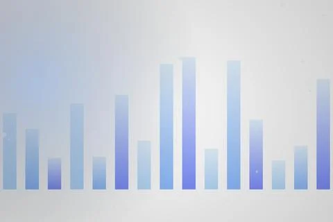 Abstract blue bar graph with data visualization on light background Stock Illustration