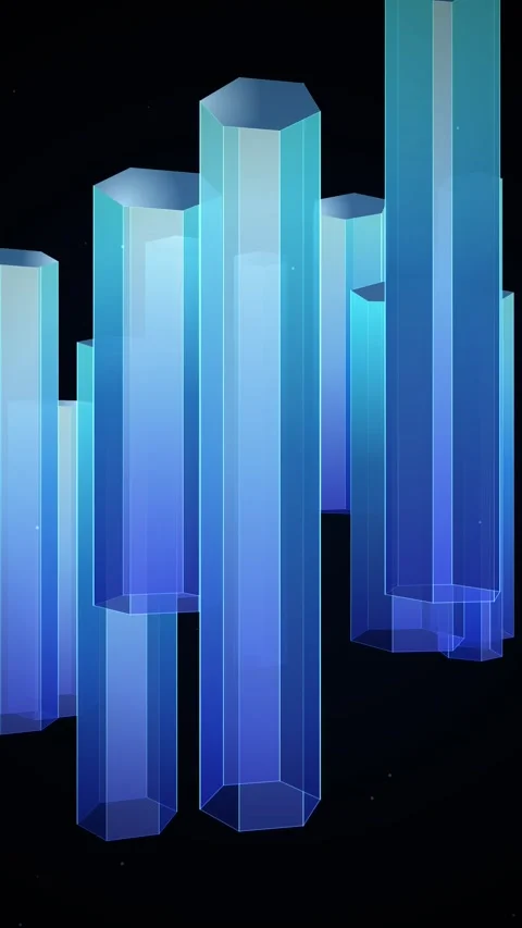 Abstract blue bar graph visualization showing dynamic data analysis on blac.. Stock Footage 345492658
